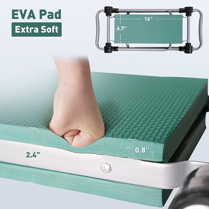 Endynino Garden Kneeler and Seat with Soft EVA Pad Button-Press Design, Foldable and Lightweight, Garden Stool with Tool Bag