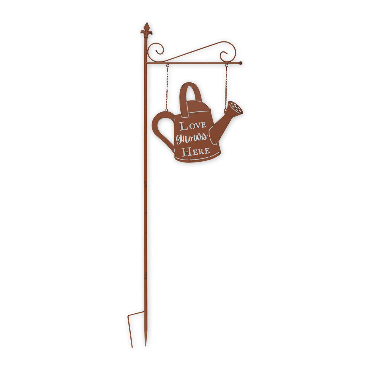 Love Grows Here Iron Garden Stake with Watering Can-0